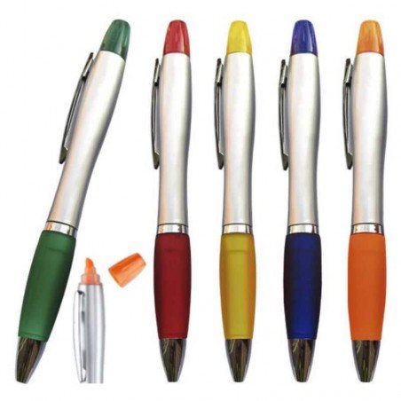 Lapicero Plastico con Resaltador Silver LP217